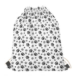 Grey Animal Paw Pattern Print Drawstring Bag