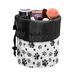 Grey Animal Paw Pattern Print Drawstring Makeup Bag