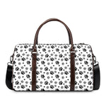 Grey Animal Paw Pattern Print Duffle Bag