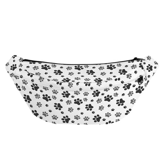 Grey Animal Paw Pattern Print Fanny Pack