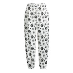 Grey Animal Paw Pattern Print Fleece Lined Knit Pants