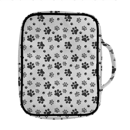 Grey Animal Paw Pattern Print Front Pocket Bible Bag