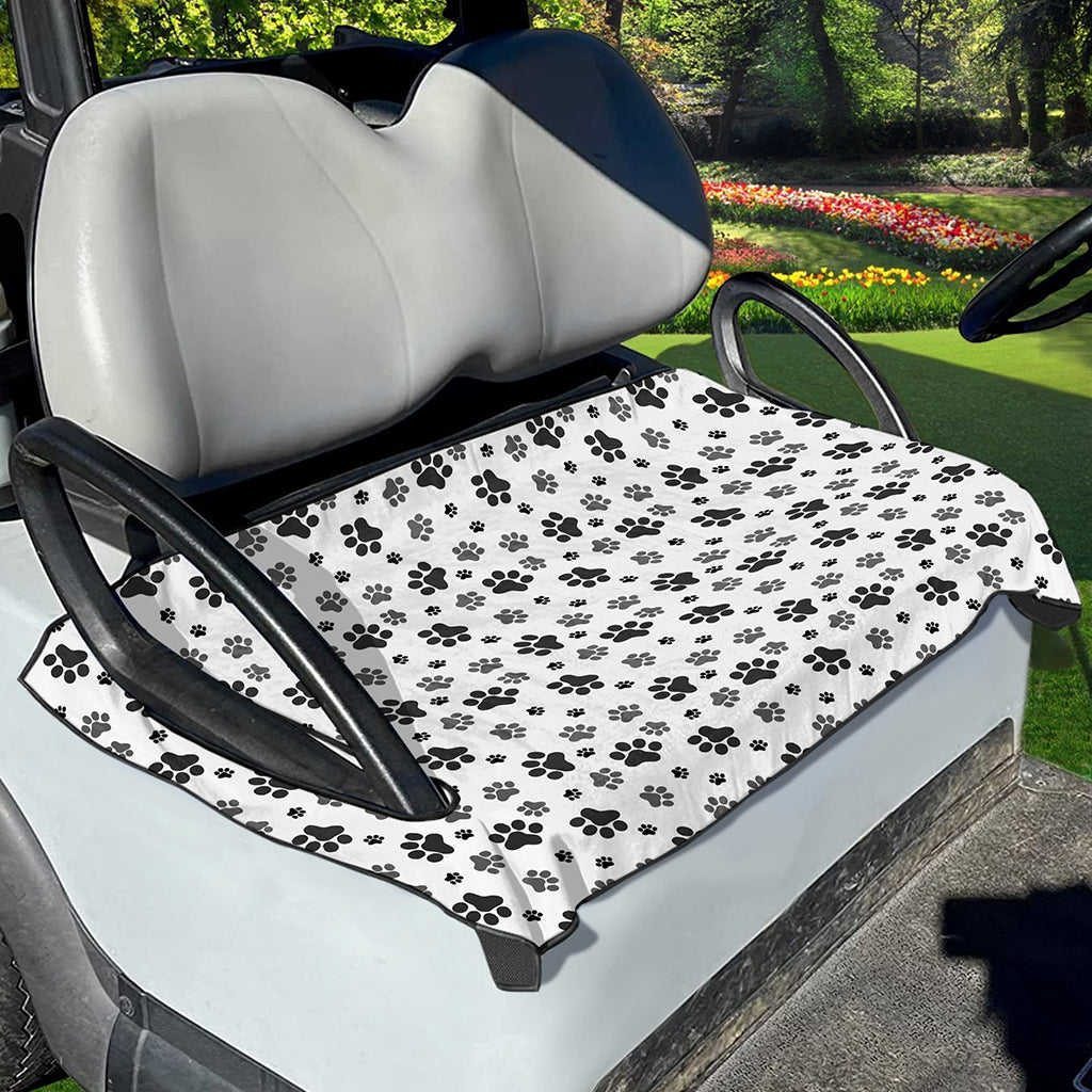 Grey Animal Paw Pattern Print Golf Cart Seat Cover