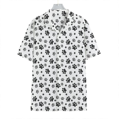 Grey Animal Paw Pattern Print Hawaiian Shirt