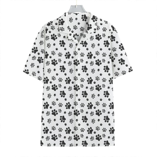 Grey Animal Paw Pattern Print Hawaiian Shirt