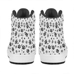 Grey Animal Paw Pattern Print High Top Leather Sneakers