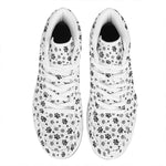 Grey Animal Paw Pattern Print High Top Leather Sneakers