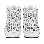 Grey Animal Paw Pattern Print High Top Leather Sneakers