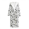 Grey Animal Paw Pattern Print Hooded Bathrobe