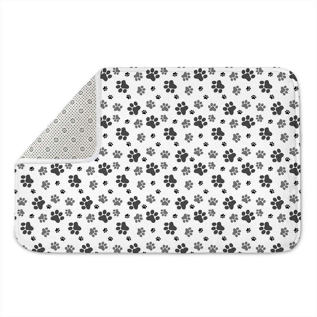 Grey Animal Paw Pattern Print Indoor Door Mat