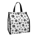 Grey Animal Paw Pattern Print Insulated Lunch Tote