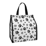 Grey Animal Paw Pattern Print Insulated Lunch Tote
