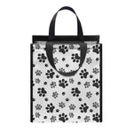 Grey Animal Paw Pattern Print Insulated Lunch Tote