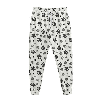 Grey Animal Paw Pattern Print Jogger Pants