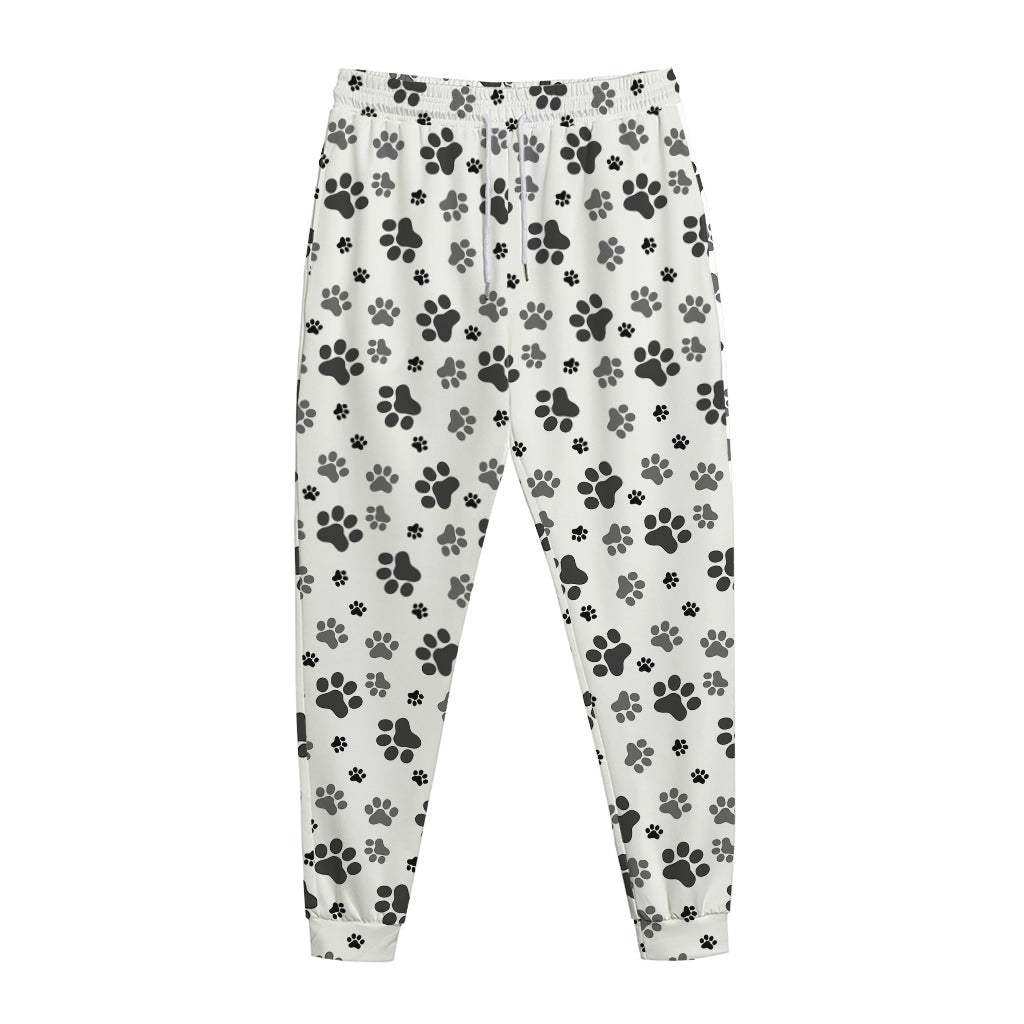 Grey Animal Paw Pattern Print Jogger Pants