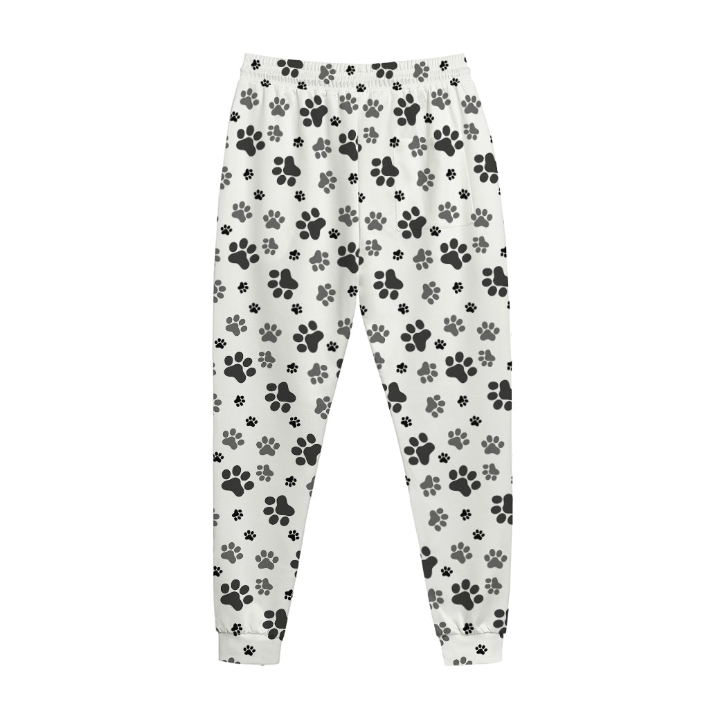 Grey Animal Paw Pattern Print Jogger Pants