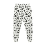 Grey Animal Paw Pattern Print Jogger Pants