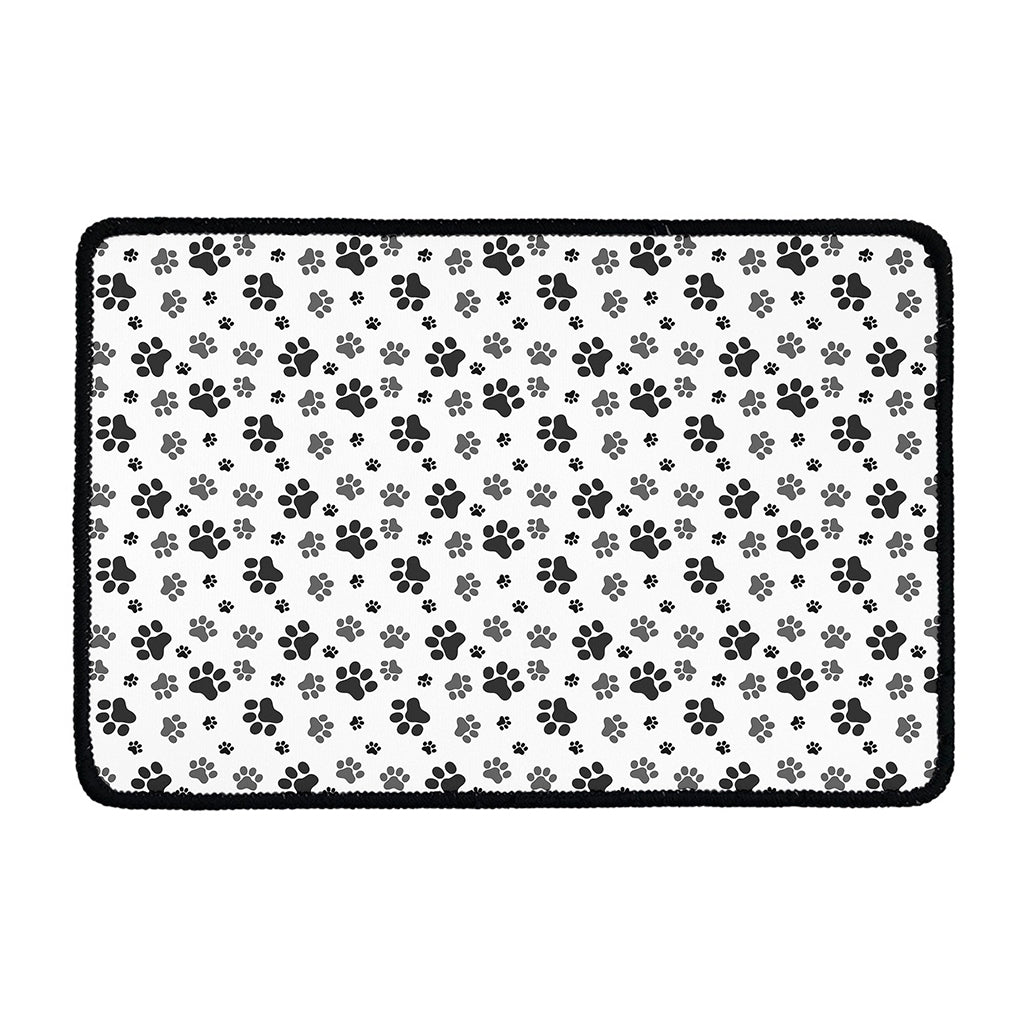 Grey Animal Paw Pattern Print Kitchen Mat