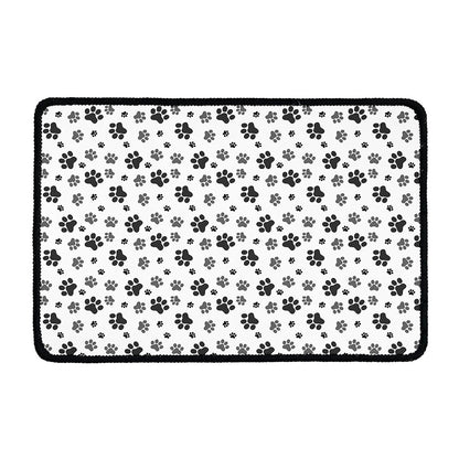 Grey Animal Paw Pattern Print Kitchen Mat