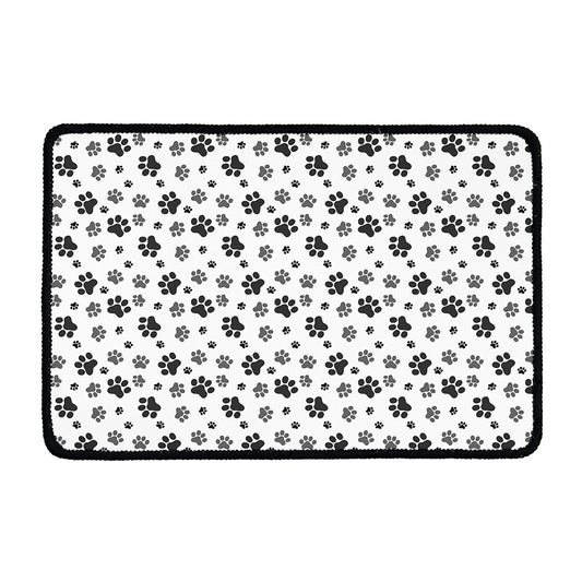 Grey Animal Paw Pattern Print Kitchen Mat