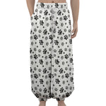 Grey Animal Paw Pattern Print Lantern Pants