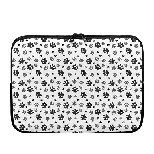 Grey Animal Paw Pattern Print Laptop Sleeve
