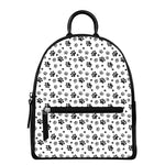 Grey Animal Paw Pattern Print Leather Backpack