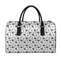 Grey Animal Paw Pattern Print Leather Duffel Bag