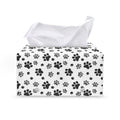 Grey Animal Paw Pattern Print Leather Tissue Box Cover