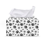 Grey Animal Paw Pattern Print Leather Tissue Box Cover