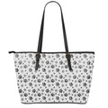 Grey Animal Paw Pattern Print Leather Tote Bag With Zipper
