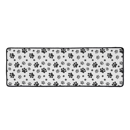 Grey Animal Paw Pattern Print Long Kitchen Mat