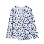 Grey Animal Paw Pattern Print Long Sleeve Short Coat