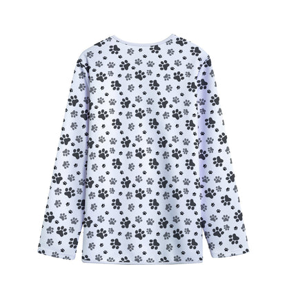 Grey Animal Paw Pattern Print Long Sleeve Short Coat