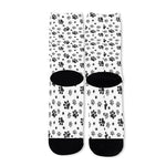 Grey Animal Paw Pattern Print Long Socks