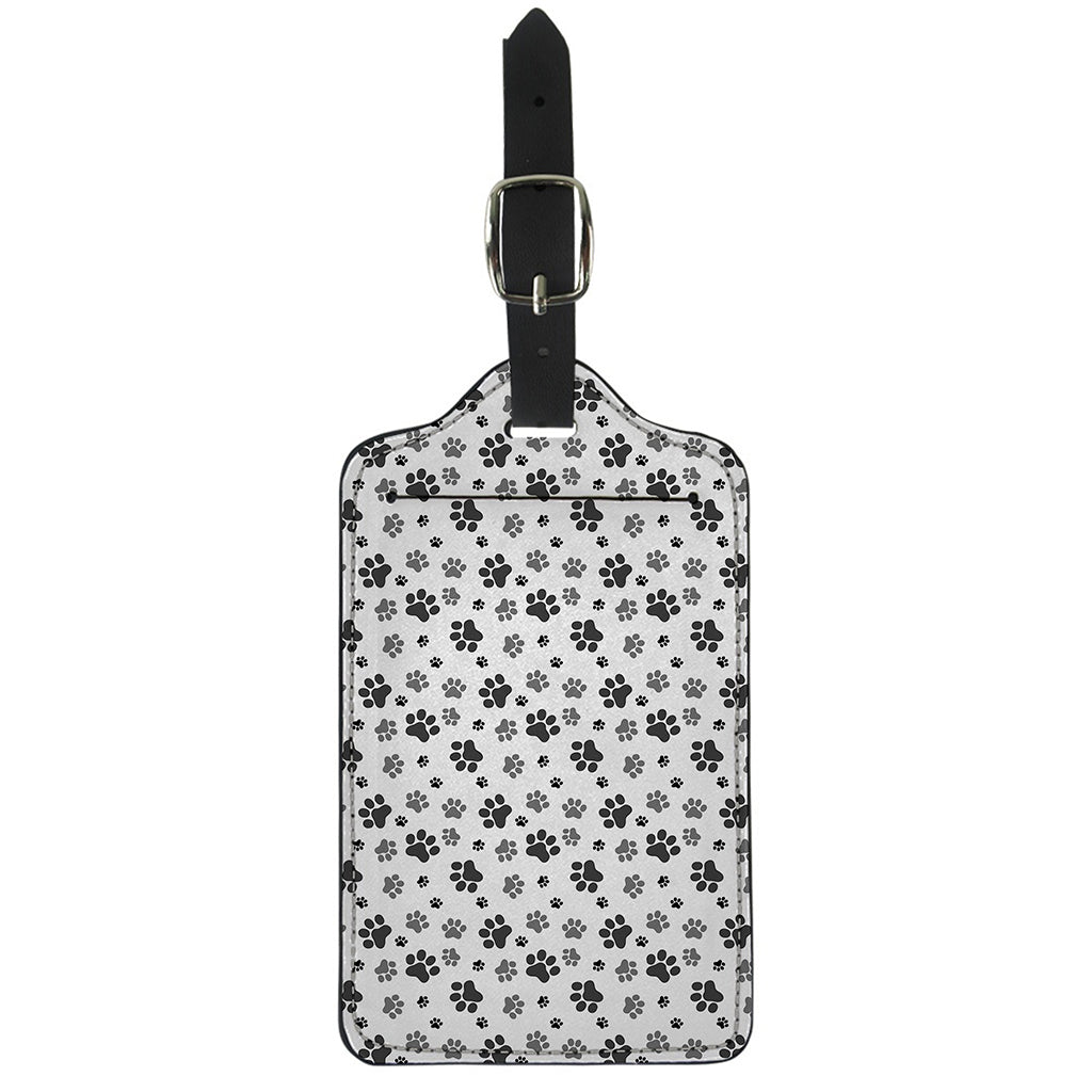 Grey Animal Paw Pattern Print Luggage Tag