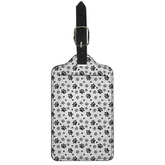 Grey Animal Paw Pattern Print Luggage Tag