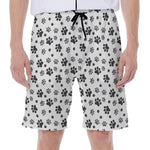 Grey Animal Paw Pattern Print Men's Beach Shorts