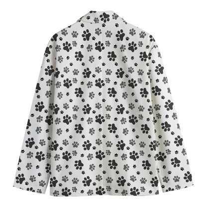 Grey Animal Paw Pattern Print Men's Blazer
