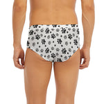 Grey Animal Paw Pattern Print Men's Briefs