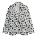 Grey Animal Paw Pattern Print Men's Cotton Blazer