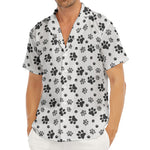 Grey Animal Paw Pattern Print Men's Deep V-Neck Shirt