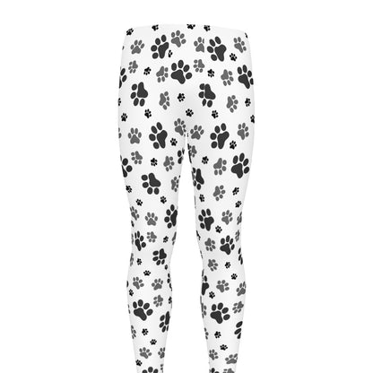 Grey Animal Paw Pattern Print Men's leggings