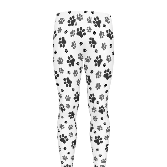 Grey Animal Paw Pattern Print Men's leggings