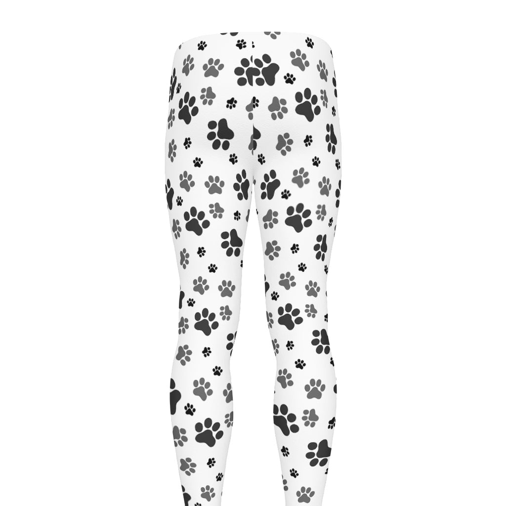 Grey Animal Paw Pattern Print Men's leggings