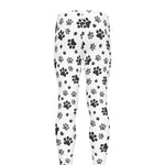 Grey Animal Paw Pattern Print Men's leggings