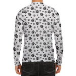 Grey Animal Paw Pattern Print Men's Long Sleeve Rash Guard