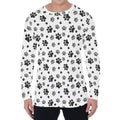 Grey Animal Paw Pattern Print Men's Long Sleeve T-Shirt