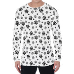 Grey Animal Paw Pattern Print Men's Long Sleeve T-Shirt