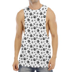 Grey Animal Paw Pattern Print Men's Muscle Tank Top